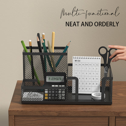 Mesh Desk Organizer Office Supplies Caddy with Pencil Holder and Storage Baskets