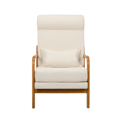 Linen Fabric Armchair Lounge Chair with Lumbar Pillow Beige