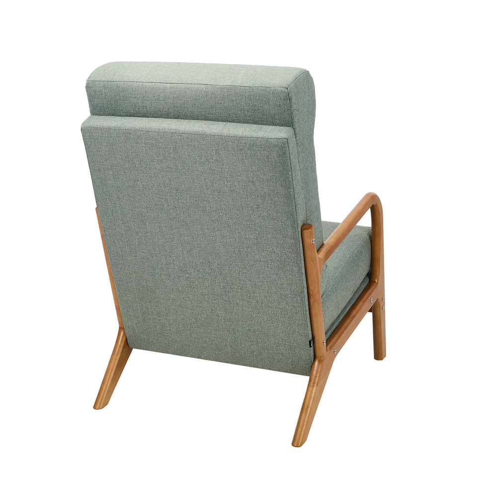 Linen Fabric Armchair Lounge Chair with Lumbar Pillow Green