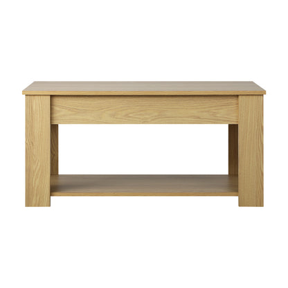 Beige Wooden Coffee Table with Lift Up Top and Storage Space