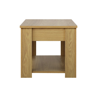 Beige Wooden Coffee Table with Lift Up Top and Storage Space