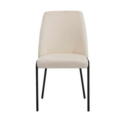 Set of 2 Beige Chenille Fabric Dining Chairs with Padded Seat