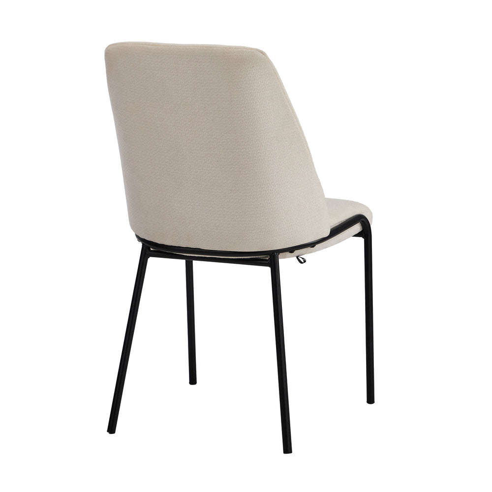 Set of 2 Beige Chenille Fabric Dining Chairs with Padded Seat