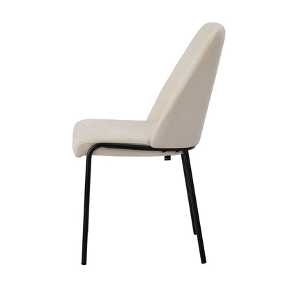 Set of 2 Beige Chenille Fabric Dining Chairs with Padded Seat