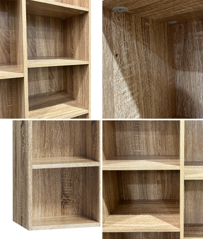 Natural Bookshelf Display Shelf Media Storage Rack