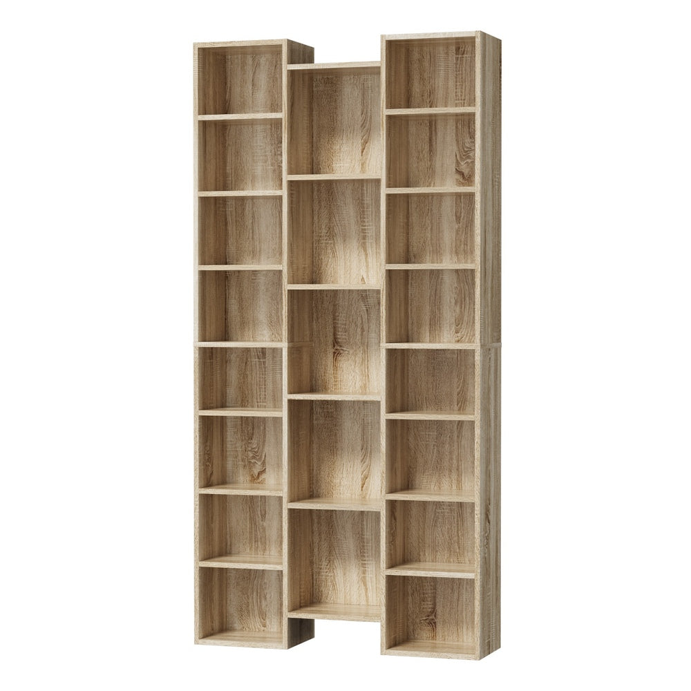 Natural Bookshelf Display Shelf Media Storage Rack