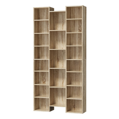 Natural Bookshelf Display Shelf Media Storage Rack