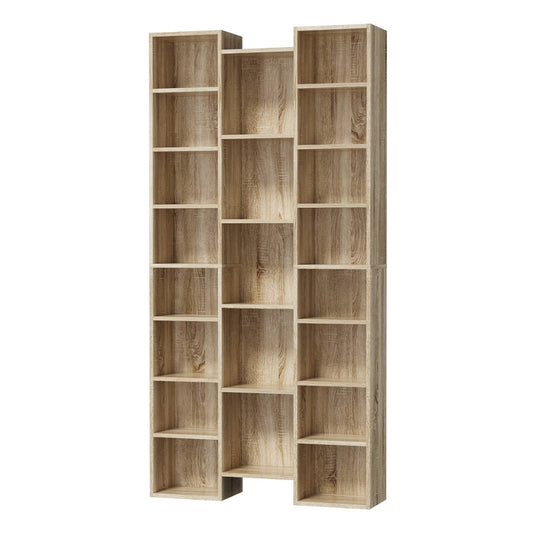 Natural Bookshelf Display Shelf Media Storage Rack