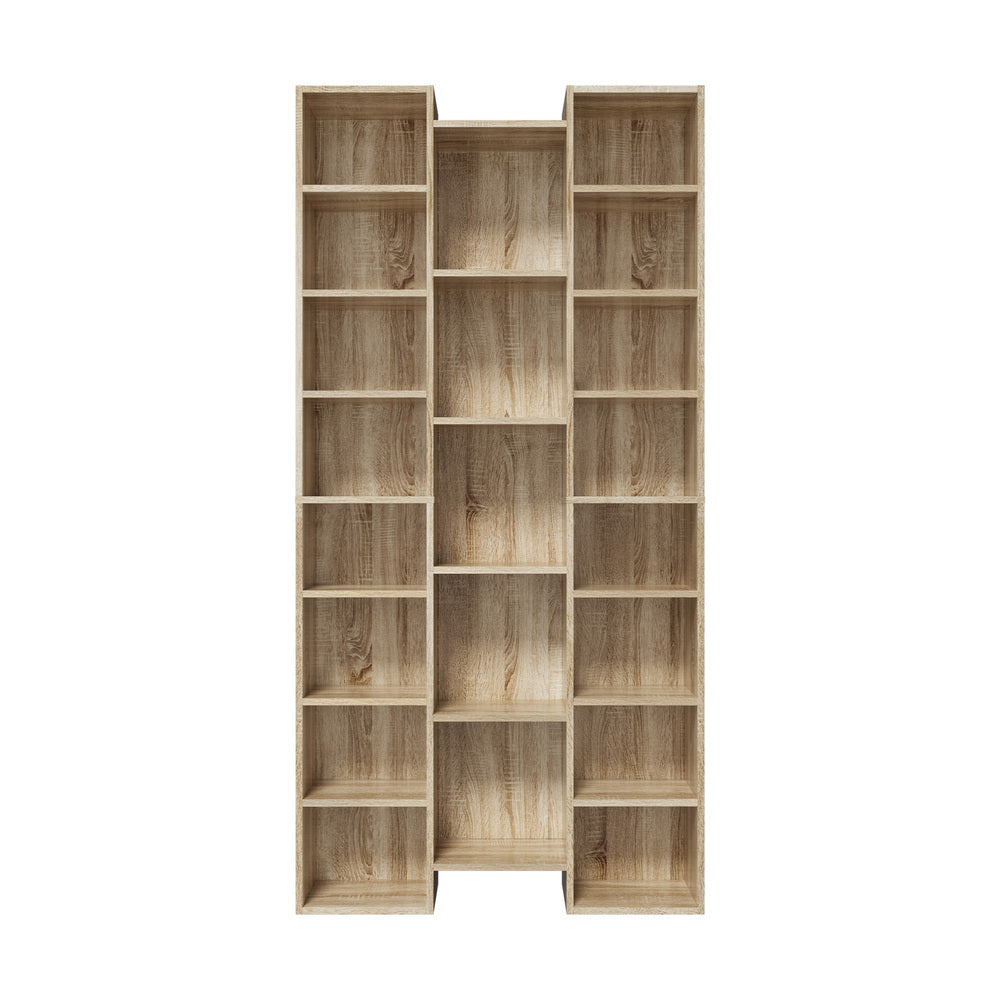Natural Bookshelf Display Shelf Media Storage Rack