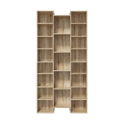 Natural Bookshelf Display Shelf Media Storage Rack
