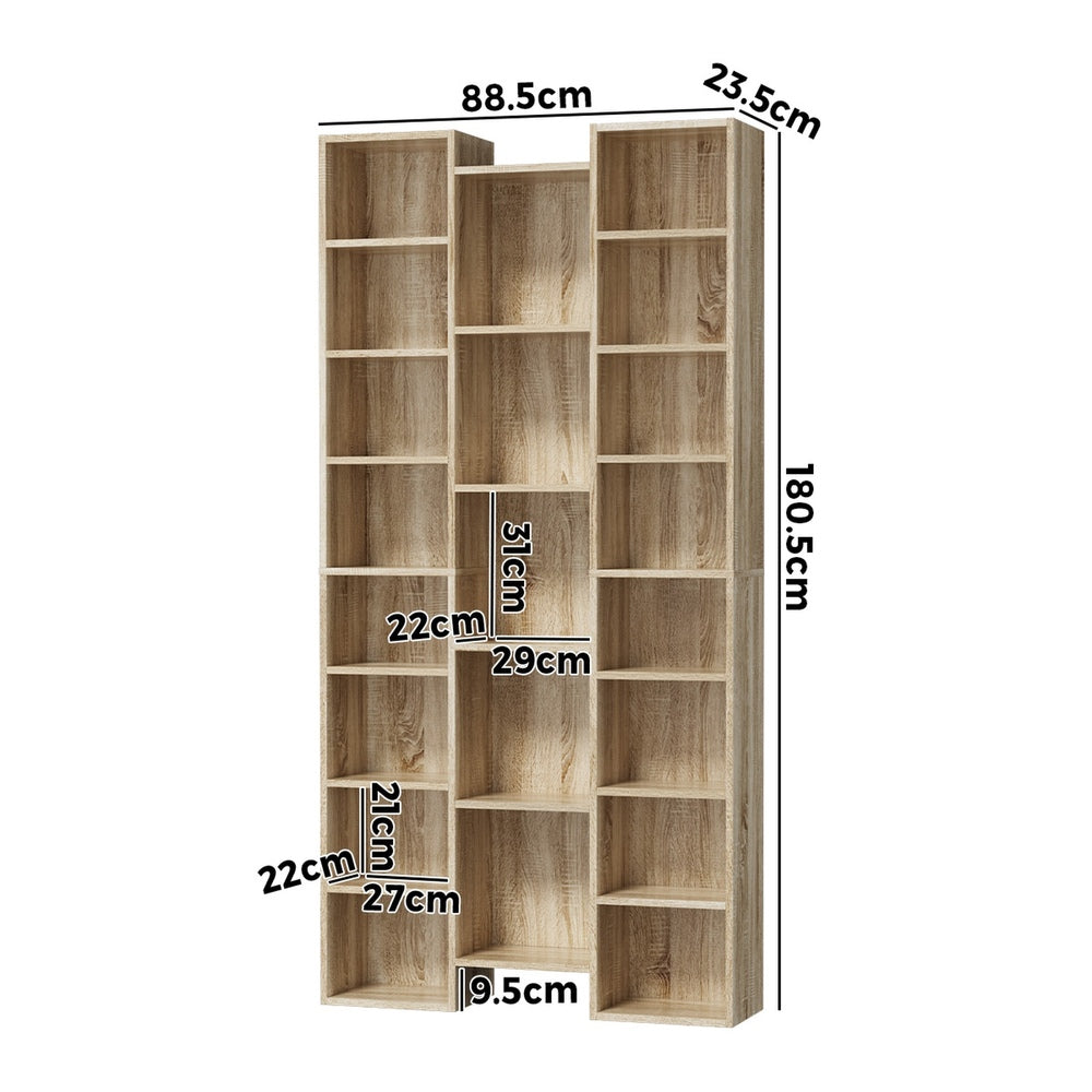 Natural Bookshelf Display Shelf Media Storage Rack