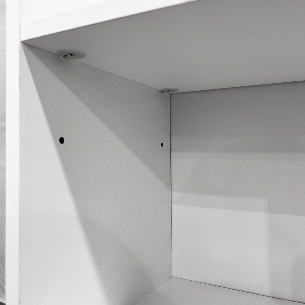 White Bookshelf Display Shelf Media Storage Rack