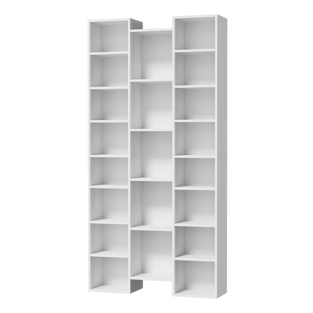 White Bookshelf Display Shelf Media Storage Rack