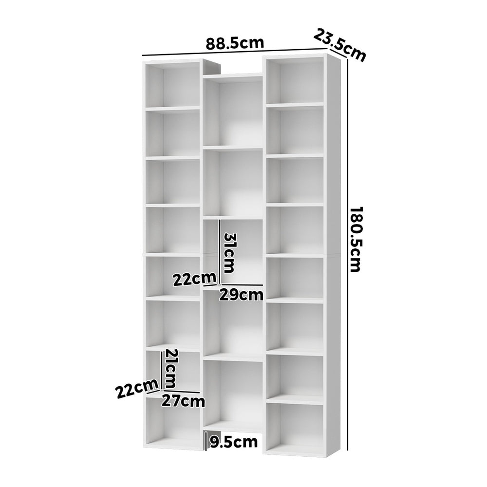 White Bookshelf Display Shelf Media Storage Rack
