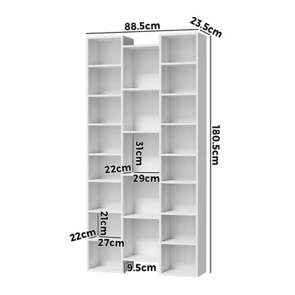 White Bookshelf Display Shelf Media Storage Rack
