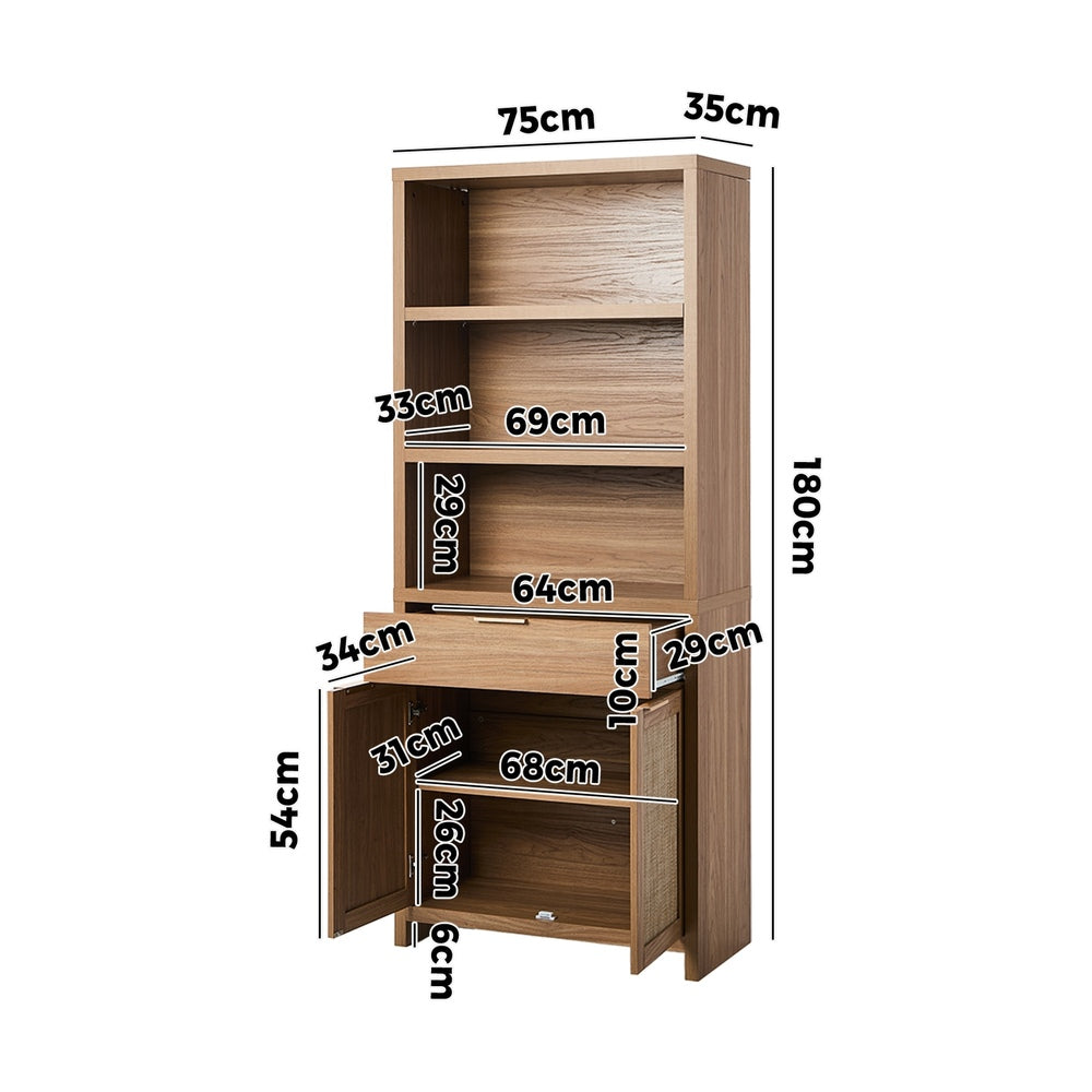 5-Tier Adjustable Display Shelf Bookcase Storage Cabinet