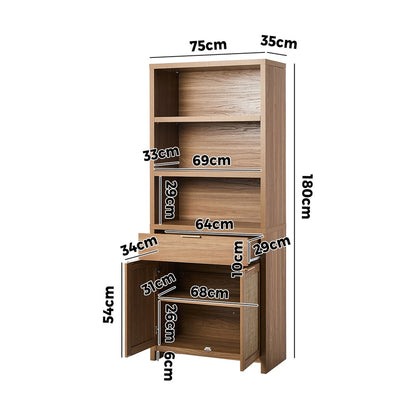 5-Tier Adjustable Display Shelf Bookcase Storage Cabinet