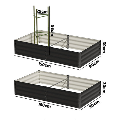2pcs Galvanized Garden Bed Planter Box Stand