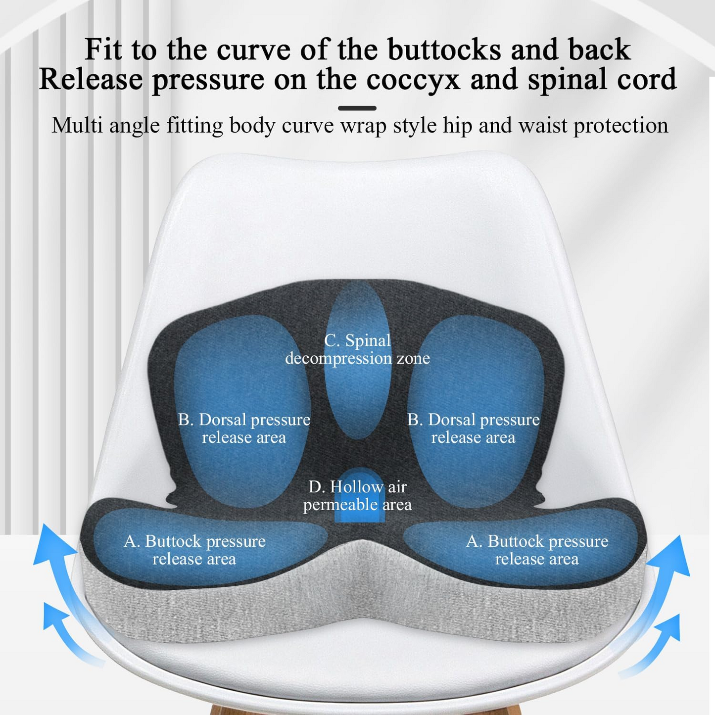 Memory Foam Cushion Lumbar Support Chair Waist Pillow
