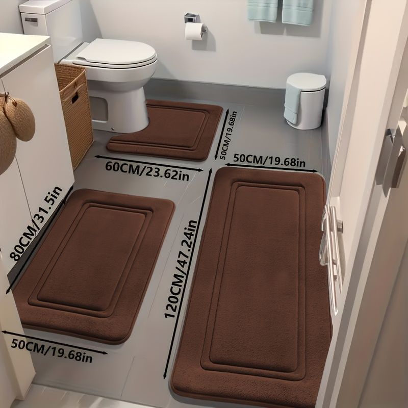 Bathroom Rug Set Bathroom Accessories Absorbent Rug Soft Rug Bathroom Decor - Camel - Size 01