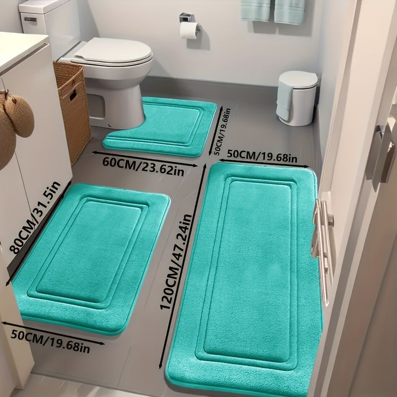 Bathroom Rug Set Bathroom Accessories Absorbent Rug Soft Rug Bathroom Decor - Cyan - Size 01