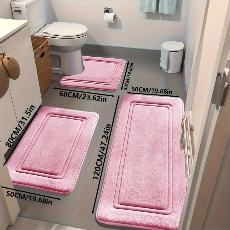 Bathroom Rug Set Bathroom Accessories Absorbent Rug Soft Rug Bathroom Decor - Cyan - Size 01