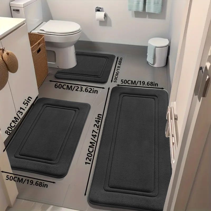 Bathroom Rug Set Bathroom Accessories Absorbent Rug Soft Rug Bathroom Decor - Cyan - Size 01