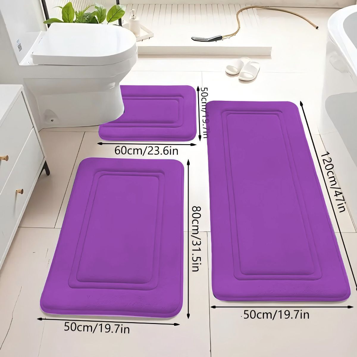 Bathroom Rug Set Bathroom Accessories Absorbent Rug Soft Rug Bathroom Decor - Cyan - Size 01