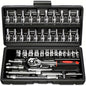 basic-automotive-repair-manual-tool-set-including-a-set-of-mechanical-tools-including-ratchet-handle-extension-pole-universal-joint-slider-sae-and-metric-sockets-hex-wrench-and-plastic-toolbox-excluding-batteries-uncharged-manual-tool-set