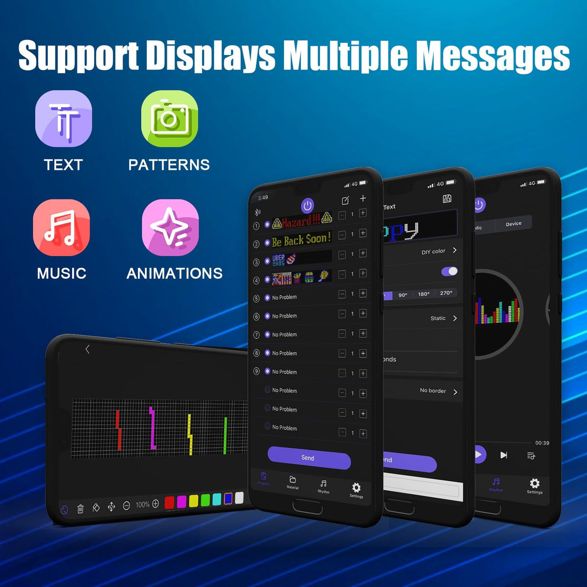 36"x 8" LED Sign,Programmable LED Sign,Flexible Scrolling LED Message Display,Bluetooth APP,DIY Design Colours,Text(Multicolor)