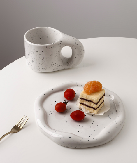 Speckled White Ceramic Tray Set (Round+Long+Irregular) – Jewelry Organizer & Fruit Dish for Home Decor | Other Styles Available in Store