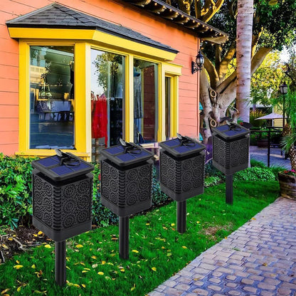 2-Pack Solar Garden Stake Light with Floral Pattern: 12 LED Outdoor Decorative Light with Multiple Mounting Options