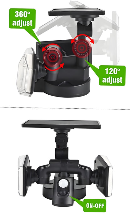 Solar Motion Sensor Wall Light: Double-Head Adjustable Cob LED Outdoor Light for Garden, Patio & Pathway