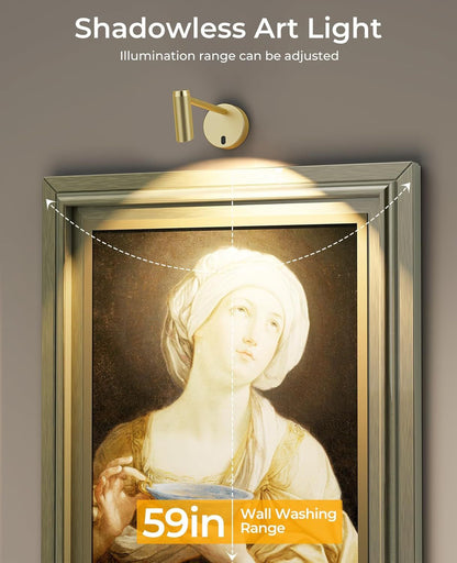 Picture Light for Wall, Battery Operated Art Light for Paintings CCT Dimmable Recharging Gallery Battery Wall Light with Remote Control for Living Room Gallery Dartboard Art Bathroom