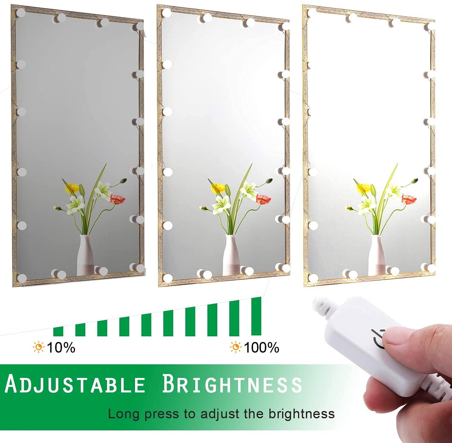 Hollywood Mirror Lights Makeup Vanity Lights, LED Vanity Mirror Lights Kit for Dressing Table, Dimmable and Adapter Plug in, Mirror Not Included (16 Bulbs Natural White)