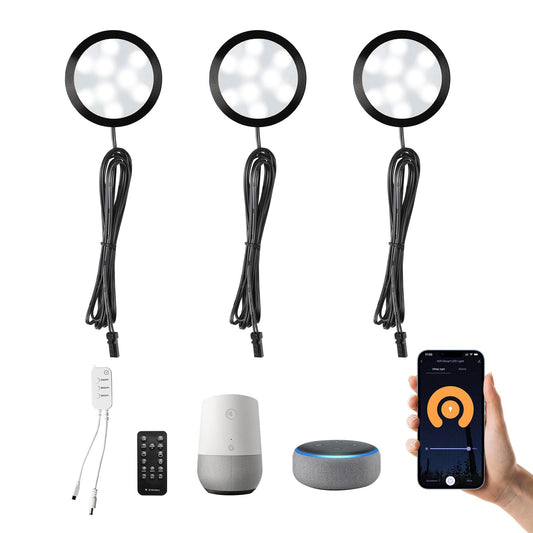 3 Pack Smart Under Cabinet Lights Hardwired,Dimmable LED Light for Kitchen Under Cabinet with Alexa Google Remote APP (Cold White)