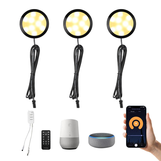 3 Pack Smart Under Cabinet Lights Hardwired,Dimmable LED Light for Kitchen Under Cabinet with Alexa Google Remote APP (Warm White)