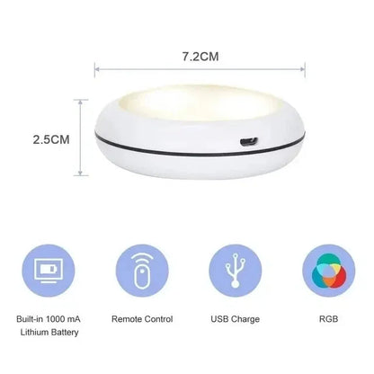 USB Rechangeable RGBW LED Cabinet Light Puck Lights 16Colors Timmer Remote Control 6 Pack