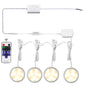 Linkable Under Cabinet LED Lighting 12V Dimmable Puck Lights Hardwired with Wireless RF Remote Control for Kitchen Mood Lighting(4 Lights, Warm White)
