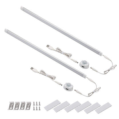 LED Motion Sensor Cabinet Light,2 Pack USB Powered Closet Night Light,20 inch Under Counter Lighting Kit with Automatic Shut Off Timer for Kitchen Pantry Wardrobe Cupboard (Natural White 4000K)