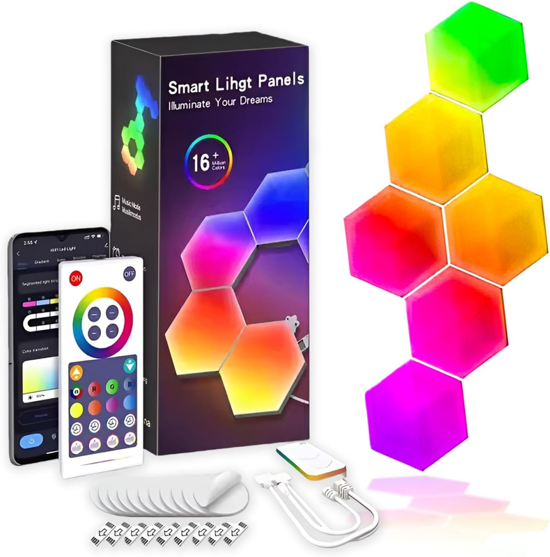 6-pack-hexagon-led-wall-lights-smart-rgb-honeycomb-lights-with-app-voice-control-music-sync-modular-led-panels-for-gaming-room-bedroom-home-theater-decor
