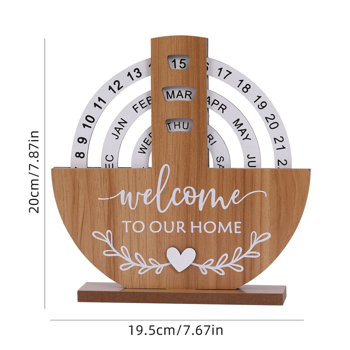 Calendar - Desk Calendar - Perpetual - Manual Rotating Calendar - Perpetual Calendar - Home Sweet Home - Large Letters and Numbers - For an Atmospheric Interior - Beautiful Home Decoration - Stylish - Wooden