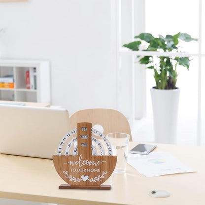 Calendar - Desk Calendar - Perpetual - Manual Rotating Calendar - Perpetual Calendar - Home Sweet Home - Large Letters and Numbers - For an Atmospheric Interior - Beautiful Home Decoration - Stylish - Wooden