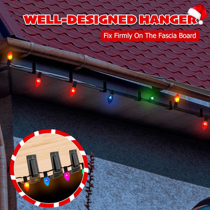 30 pieces - Christmas lighting clips - Light clips - Plastic clips - Lighting hooks - Party lighting clamps - festive string lights clips - hooks - for party decoration, gutter, fencing, roof edge - 49*42*13.7 mm - black
