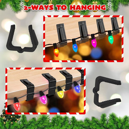 30 pieces - Christmas lighting clips - Light clips - Plastic clips - Lighting hooks - Party lighting clamps - festive string lights clips - hooks - for party decoration, gutter, fencing, roof edge - 49*42*13.7 mm - black