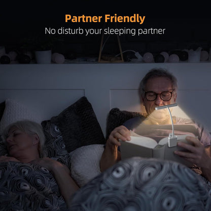 Rechargeable Reading Lamp with Type-C Cable - LED Reading Light for Book with Clip - 24 LED - Reading Lamp Clip [3 Light Modes] - Dimmable - Mini Flexible Night Light - 315° Rotatable Reading Lamp - With Gooseneck and Clip for Children - White