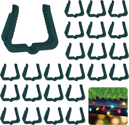 30 pieces - Christmas lighting clips - Light clips - Plastic clips - Lighting hooks - 49*42*13.7 mm - green