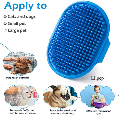 Pet Hair Remover - 2 Pieces - Cat Comb - Pet Hair Remover - Pet Grooming Gloves - Pet Silent Hair Removal Gloves - Dog Brush - Cat Brush - Reusable - For Small, Medium and Large Pets - Blue+Pink