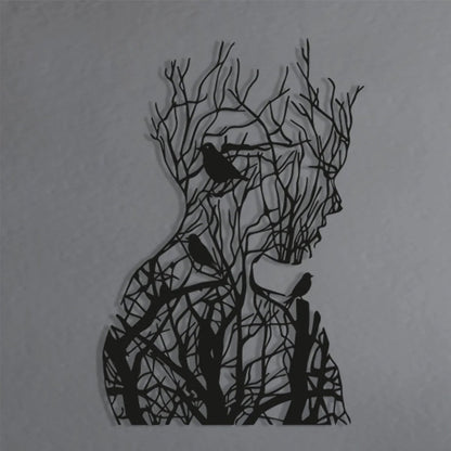 wall-decoration-wall-decoration-wall-art-line-art-wall-decoration-living-room-tree-branch-woman-silhouette-black-and-white-metal-30-21cm