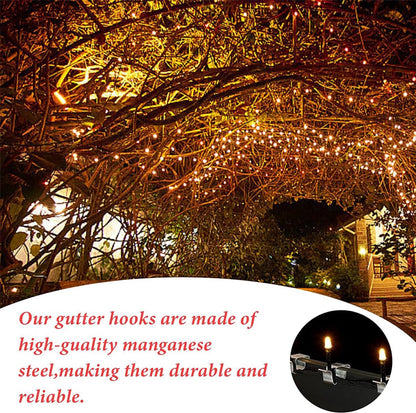 Pack of 100 pieces - Christmas light hooks - Hooks for outdoor lighting - Christmas light clips - Hanging hooks for Christmas lights, kitchen lights, etc. - Stainless steel metal cable clips with clamps - Cable clips
